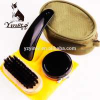 Factory Supply Care Kit Shine Shoes Bag Polish Cleaning Brushes Plastic Shoe Horn Black Solid Shoe Polish Kit